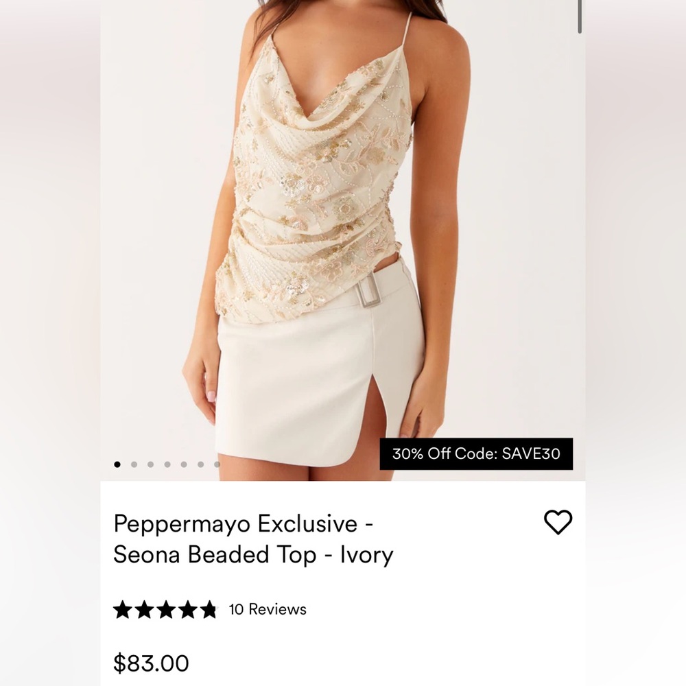 Peppermayo Seona Ivory Beaded Tank Top